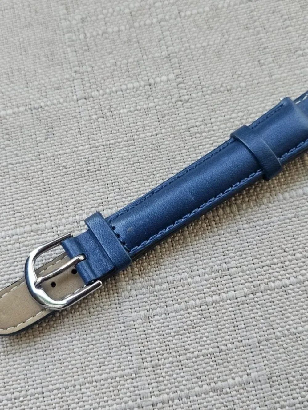 Replacement Strap Blue Leather Two Piece Strap for Watch 12mm New Unbranded